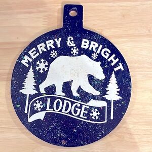 Merry and bright lodge holiday sign
